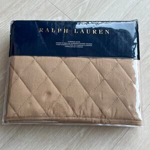 Ralph Lauren Cromwell Quilted European Sham Modern Equestrian Camel 26 x 26 IN